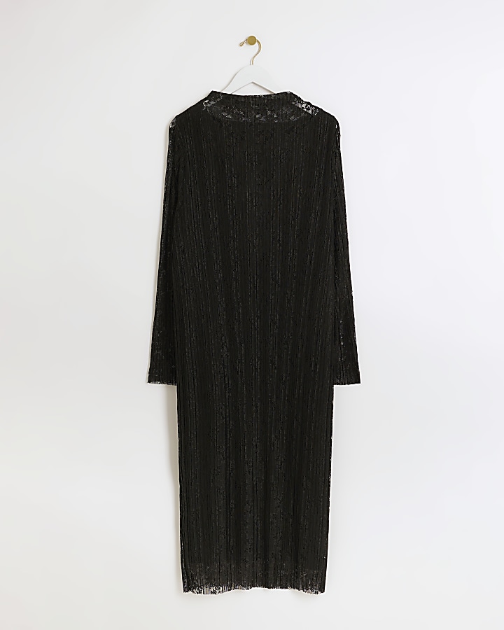 Plus black lace slip midi dress | River Island