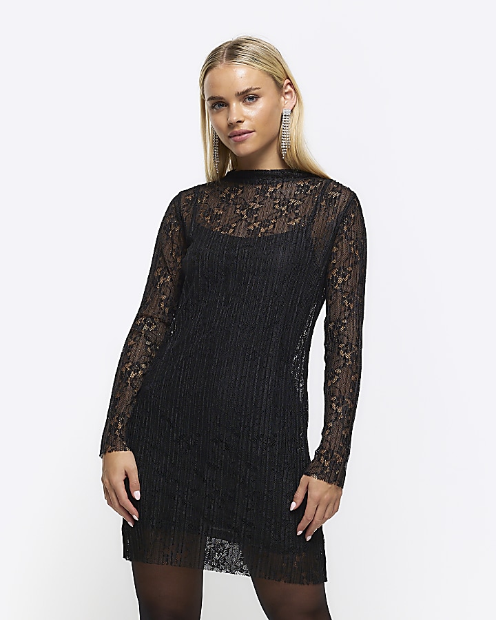 Black lace petite clearance dress