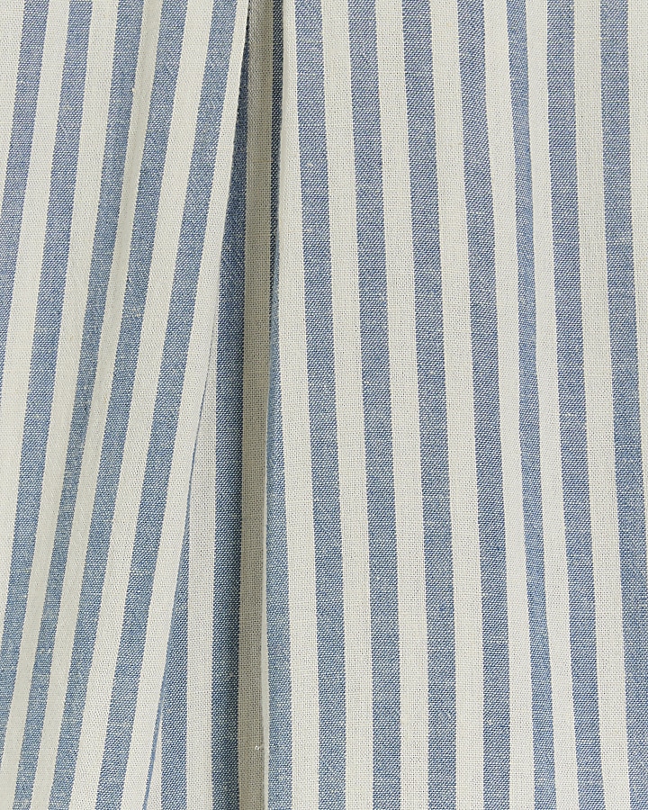 Blue linen blend stripe shorts