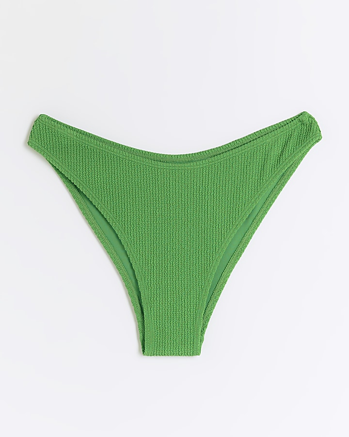 Green textured low waist bikini bottoms