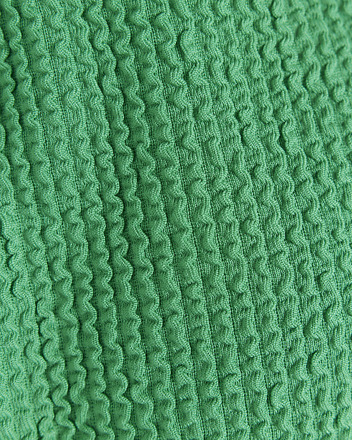 Green textured knot cami bikini top