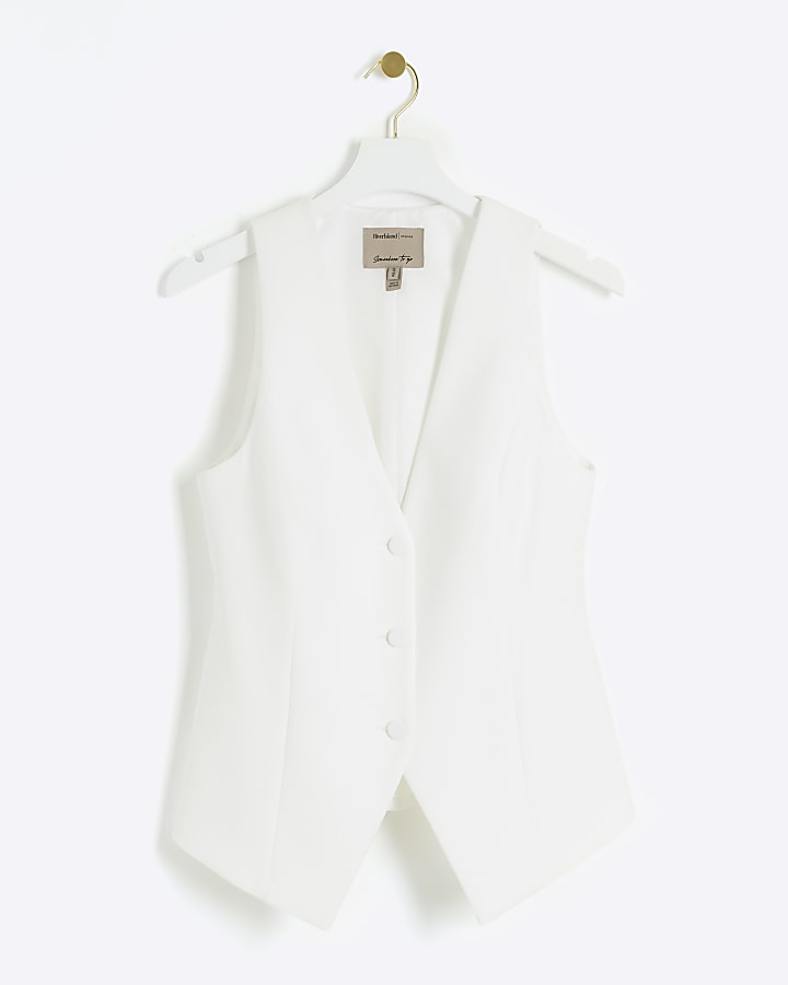 White longline waistcoat