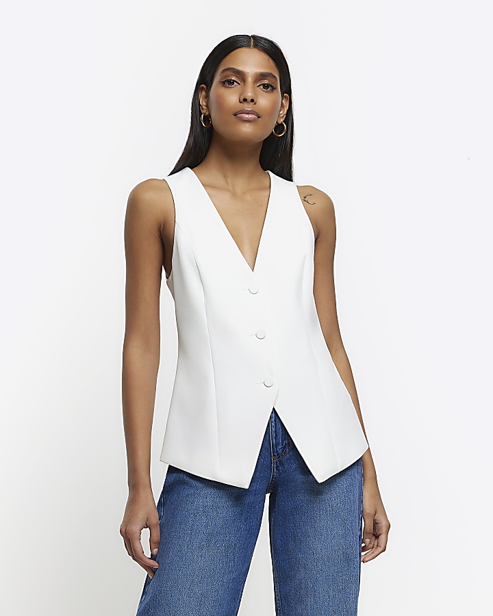 White longline waistcoat