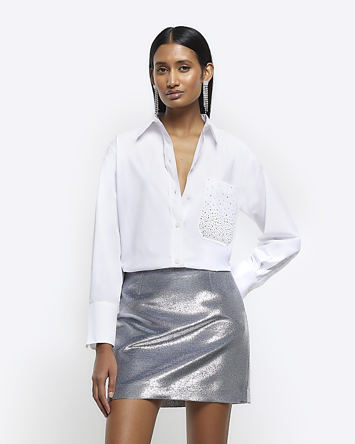 Metallic skirt shop and top