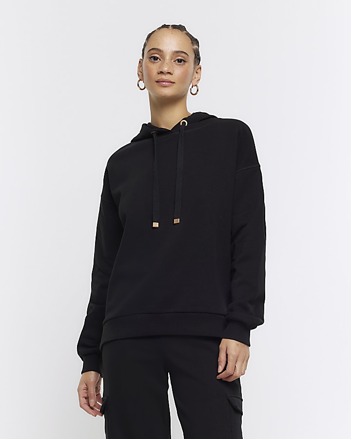 Black plain hoodie | River Island