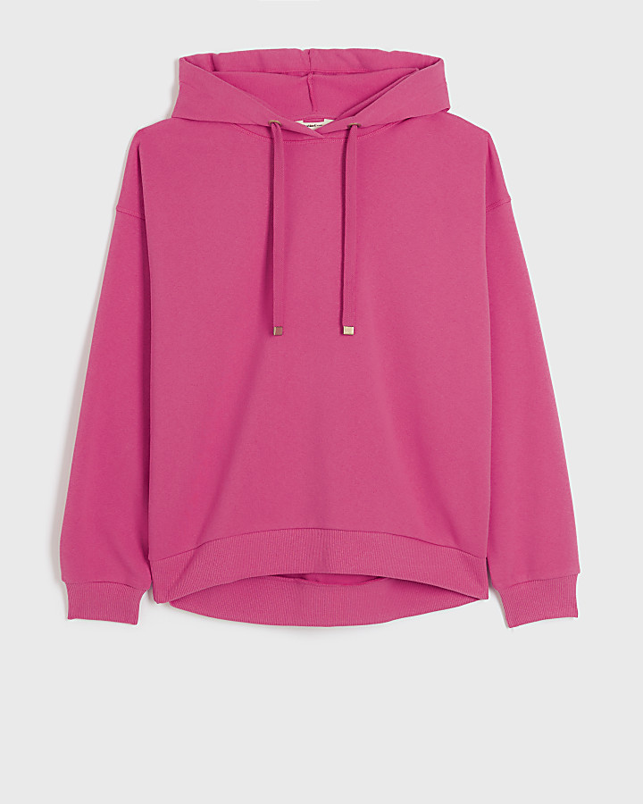 Pink plain hoodie | River Island