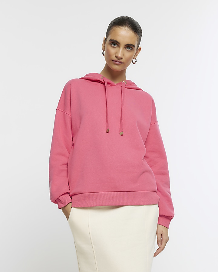 Pink plain hoodie | River Island