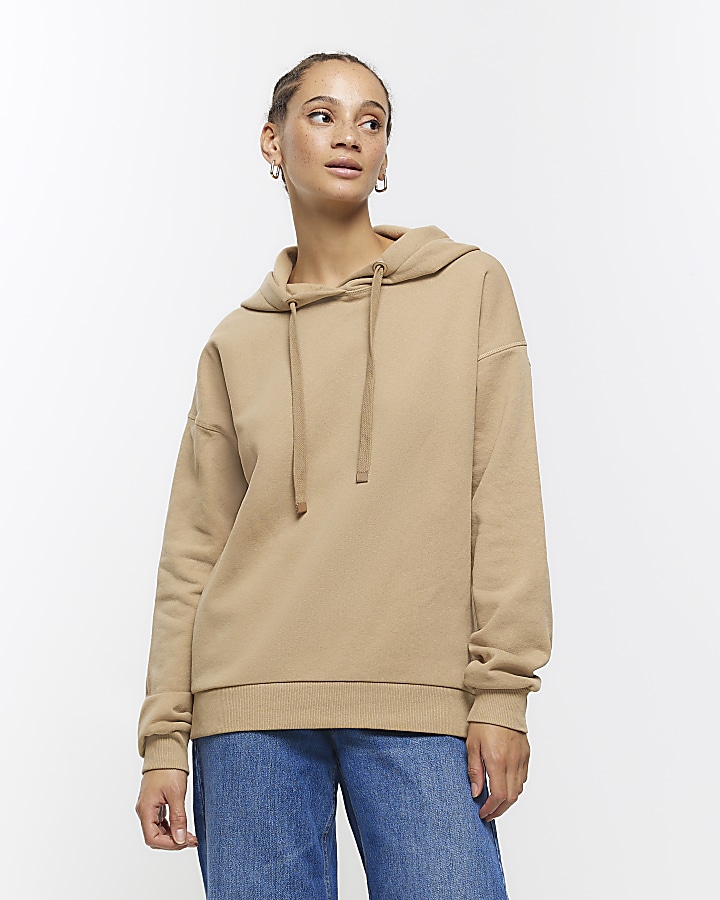 Brown plain hoodie | River Island