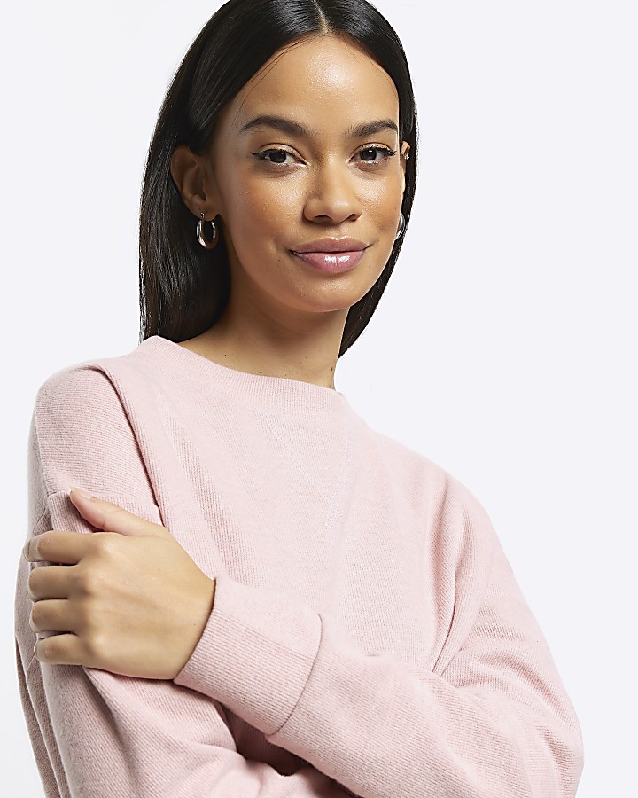 Pink rib cosy sweatshirt