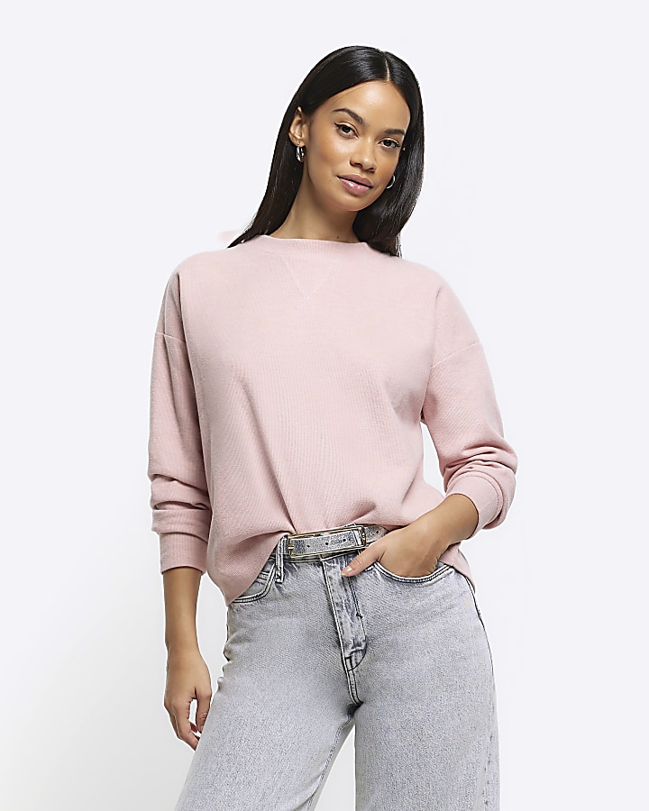 Pink rib cosy sweatshirt