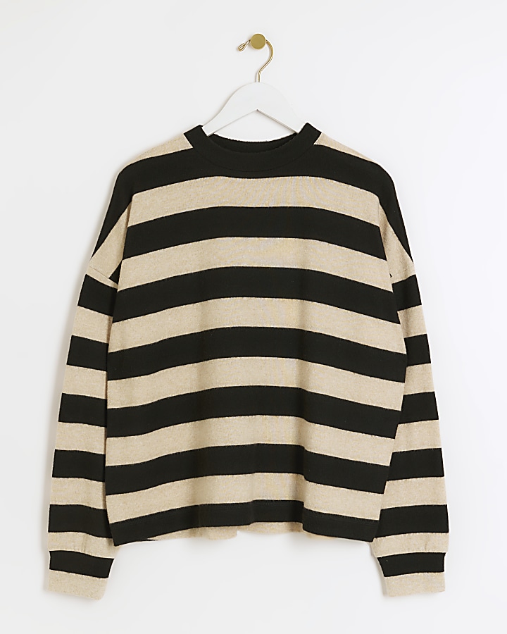 Black stripe cosy sweatshirt | River Island