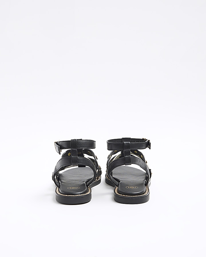 Black studded gladiator sandals