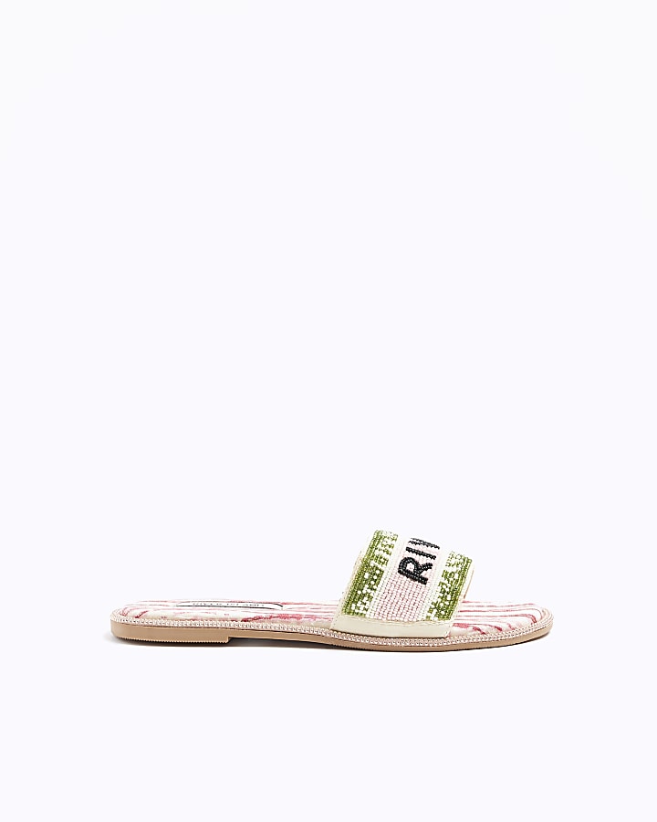 River island hot sale white sliders