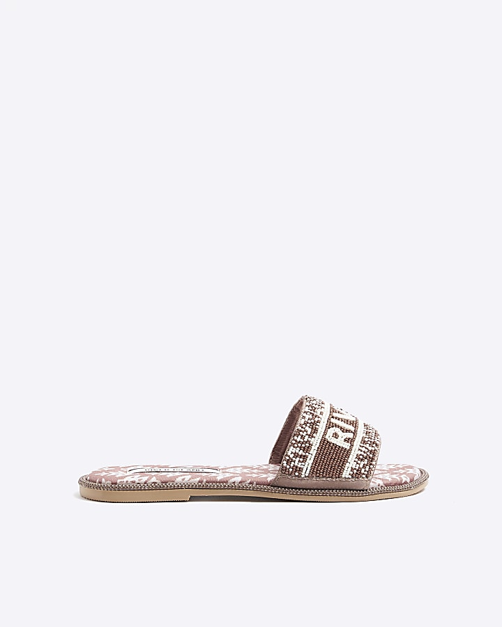 River island sale pink sliders