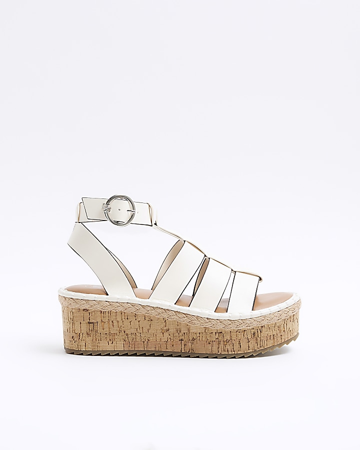 White gladiator Flatform Sandals River Island