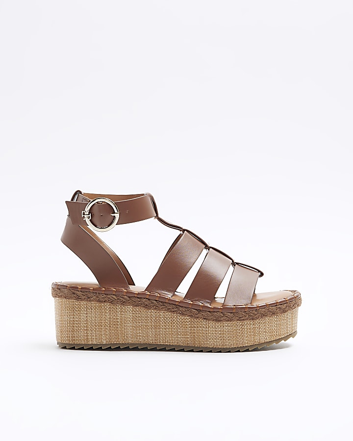 Brown gladiator Flatform Sandals