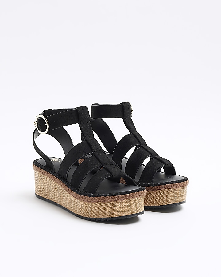 Black gladiator Flatform Sandals