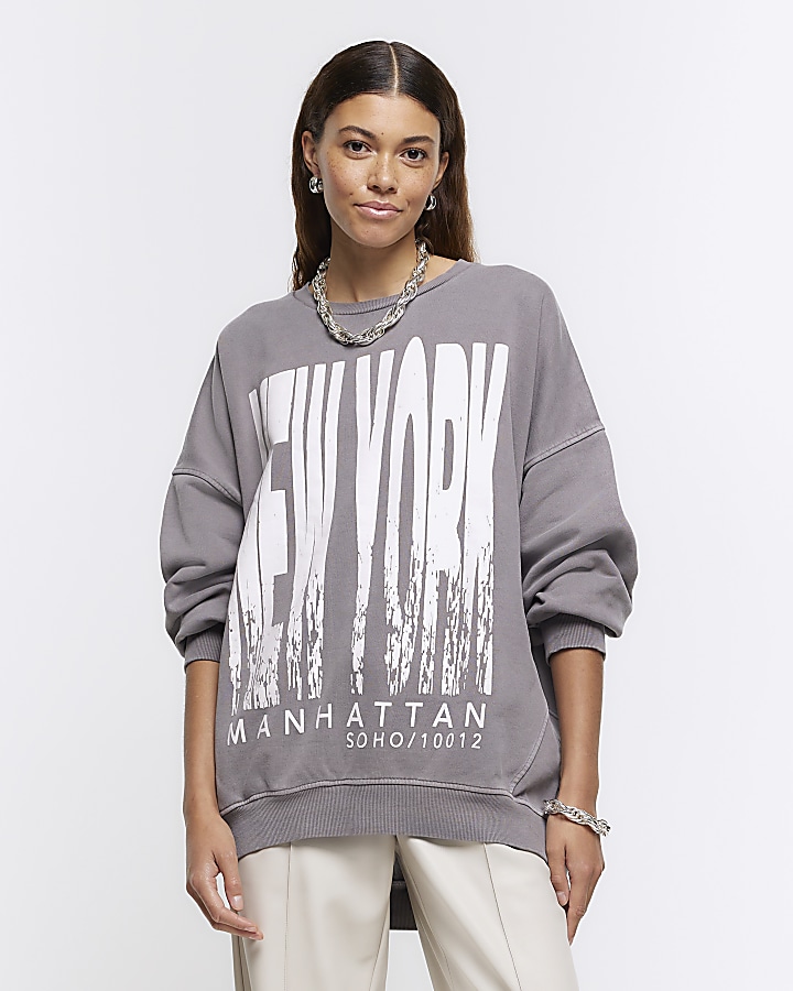 River island grey discount sweatshirt