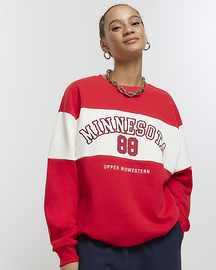 Red Minnesota Graphic Sweatshirt | River Island