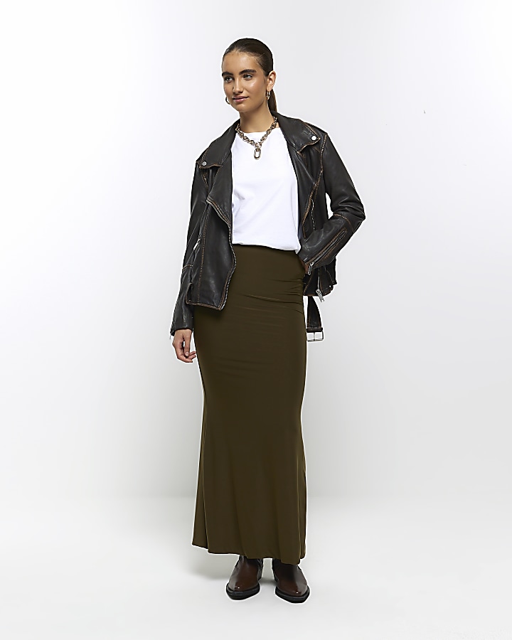 Khaki green hotsell skirt river island