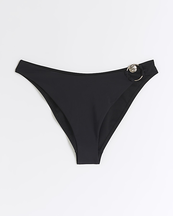 Black low rise hardware bikini bottoms