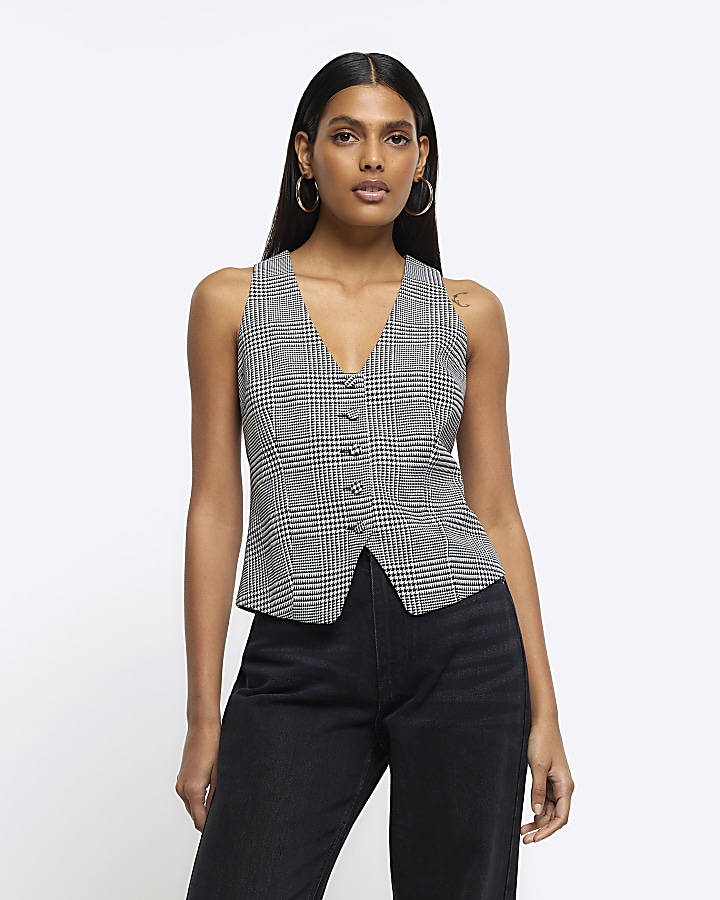 Black hotsell check waistcoat