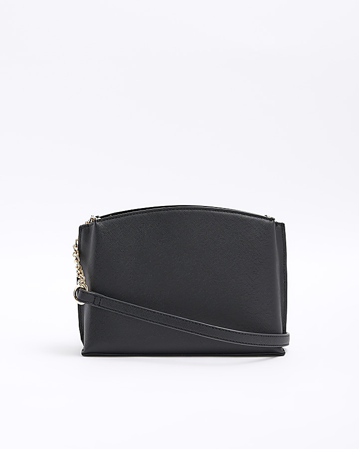 Black RI monogram pouch cross body bag River Island