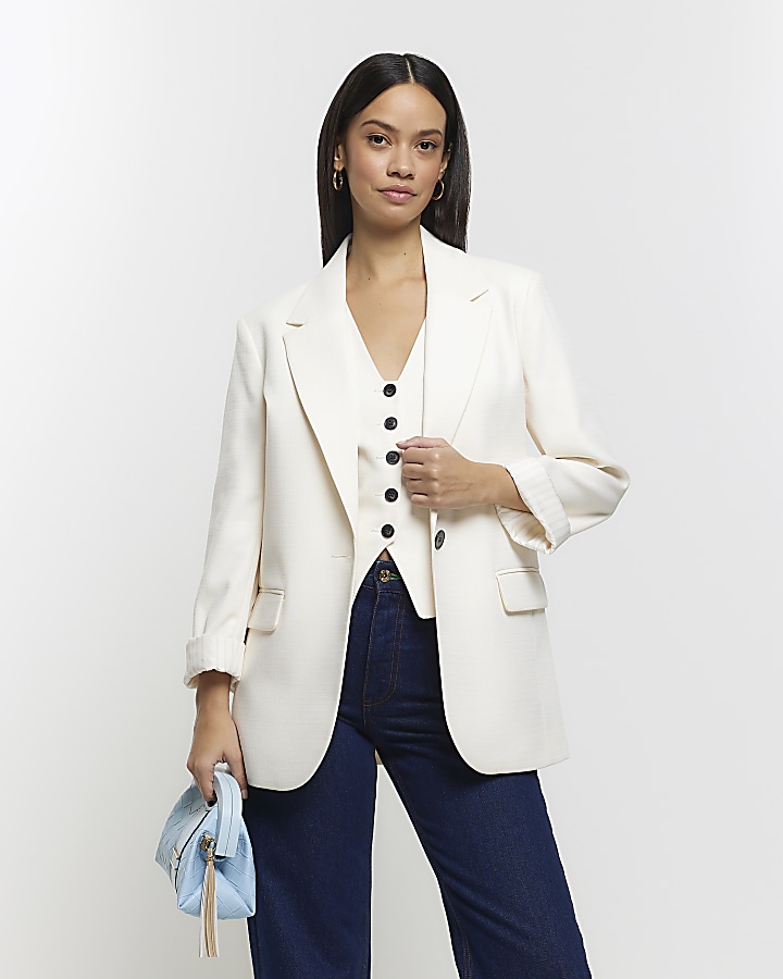 Long hotsell cream blazer