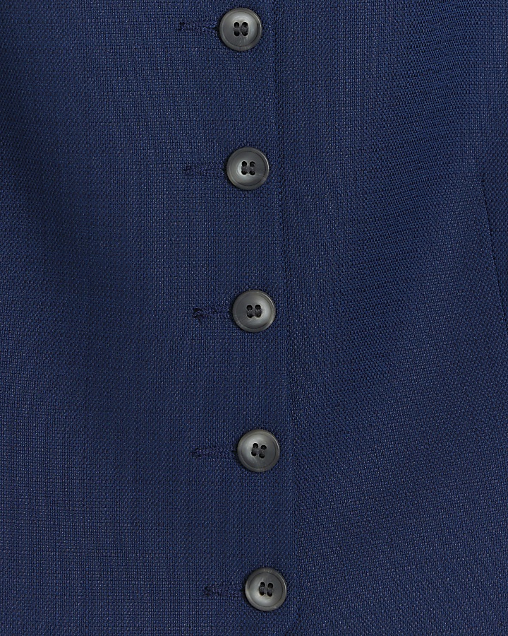 Navy button front waistcoat
