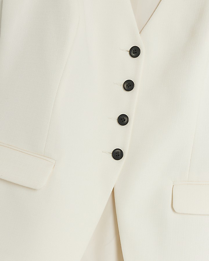 Cream Button Up Longline Waistcoat