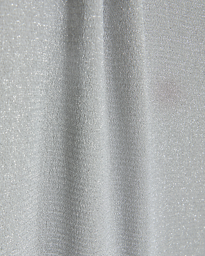 Silver metallic mesh midi dress