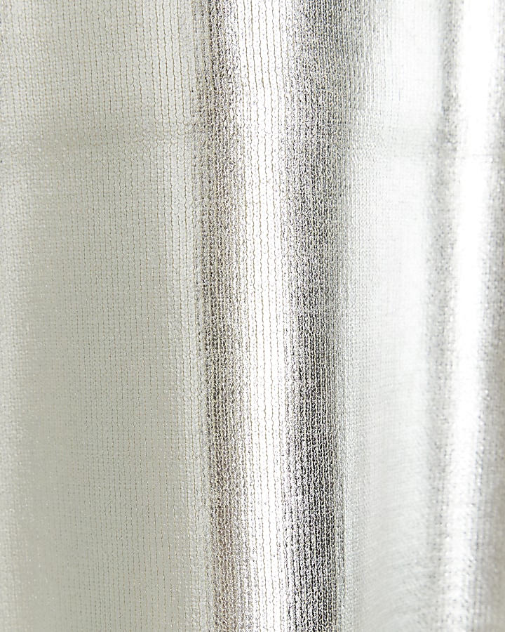 Silver metallic foil tank top