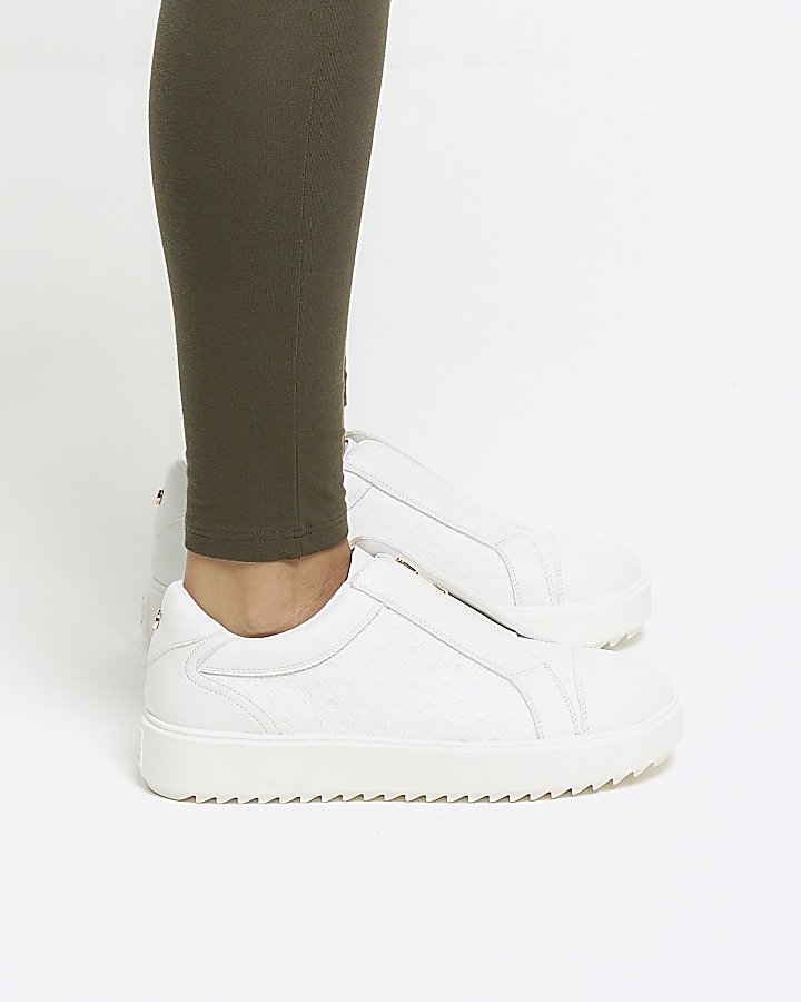 White hot sale zip trainers