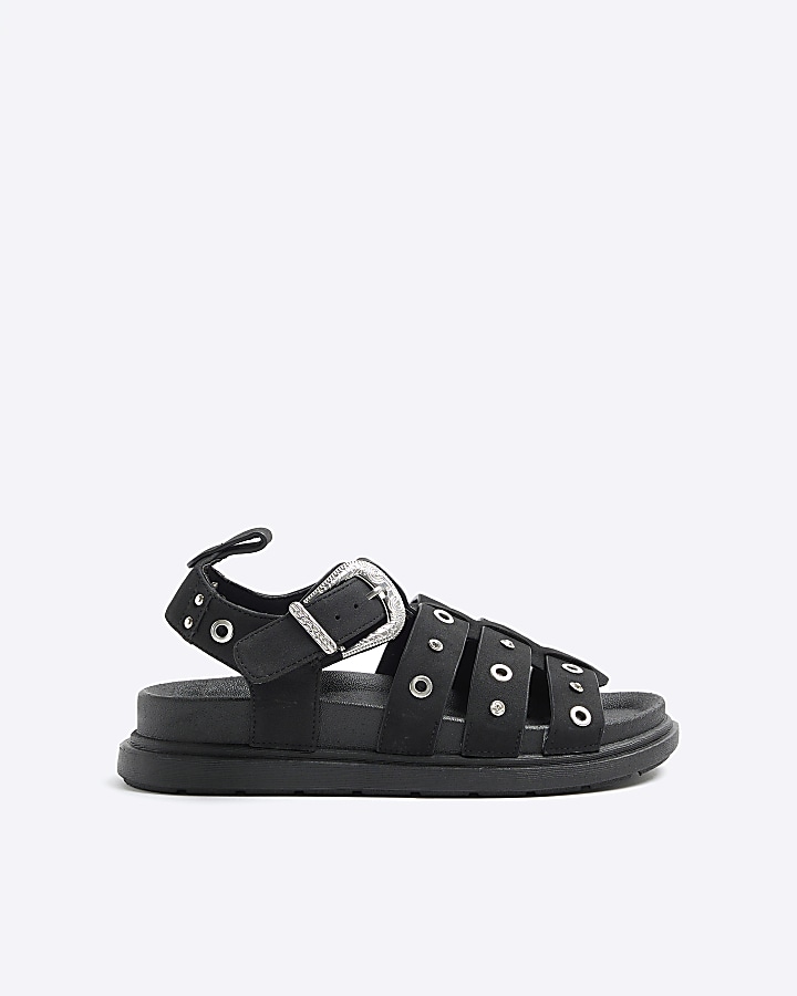 Black Studded Gladiator Sandals