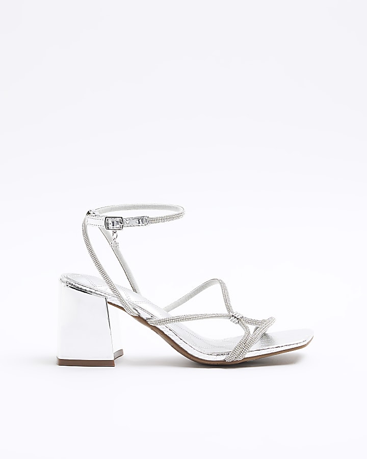 Silver grey 2024 heeled sandals