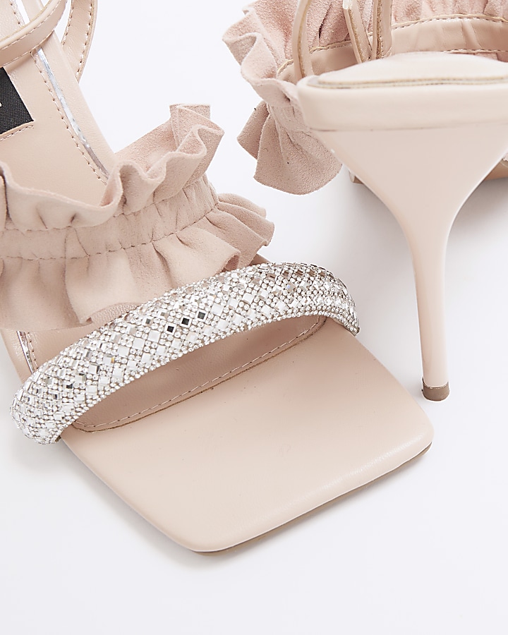 Pink frill strap heeled sandals