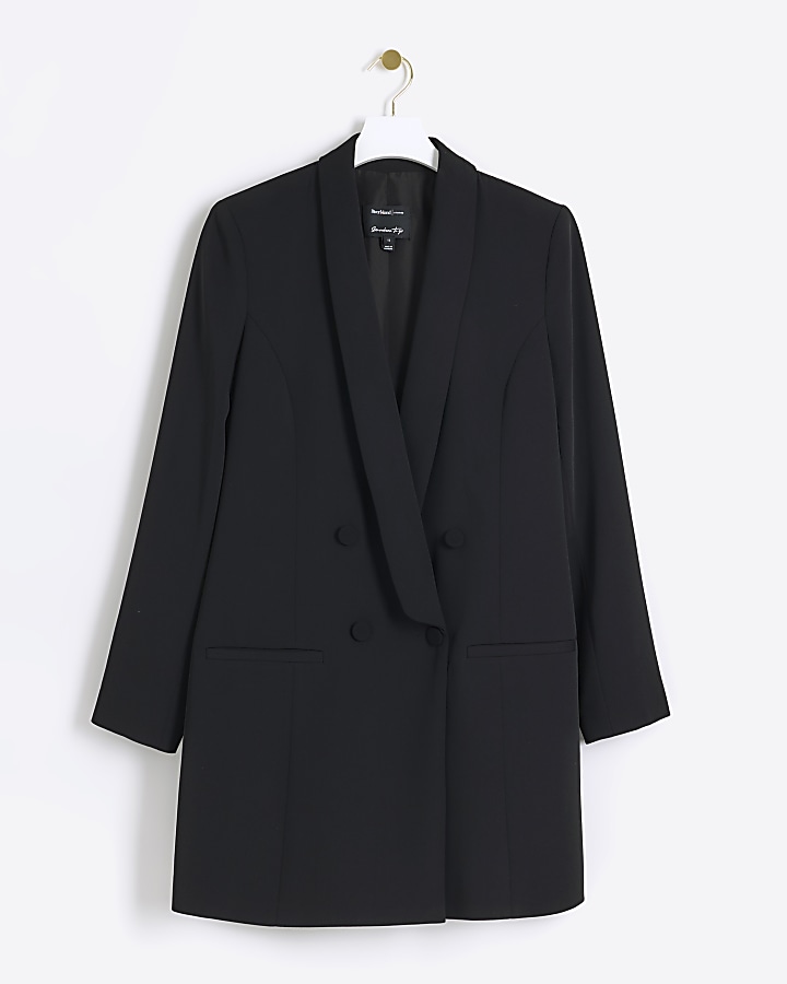 Black long sleeve smart mini blazer dress