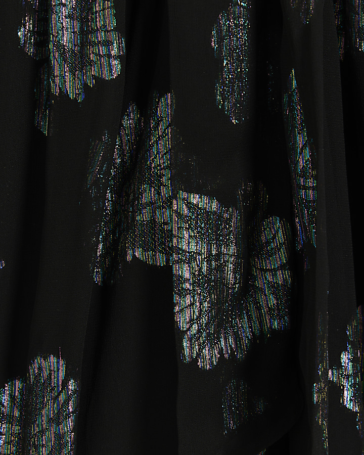 Black glitter floral belted jumpsuit