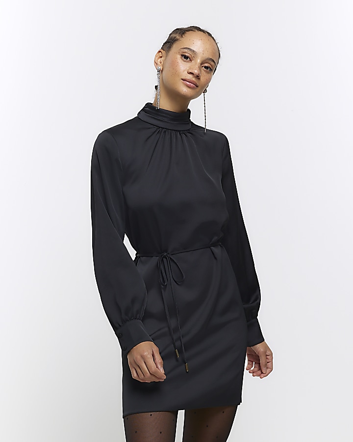 Black high neck shift dress sale