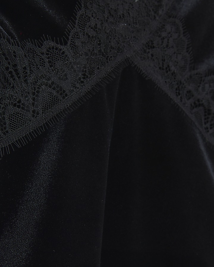 Black velvet lace trim bodysuit