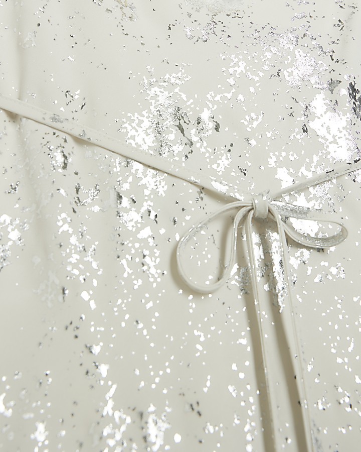 Silver foil detail slip midi dress