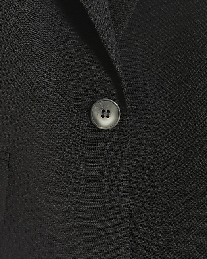 Petite black rolled sleeve blazer