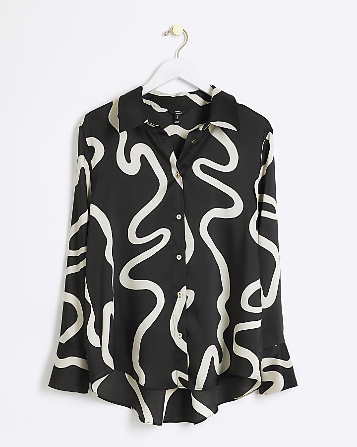 Black abstract oversized shirt