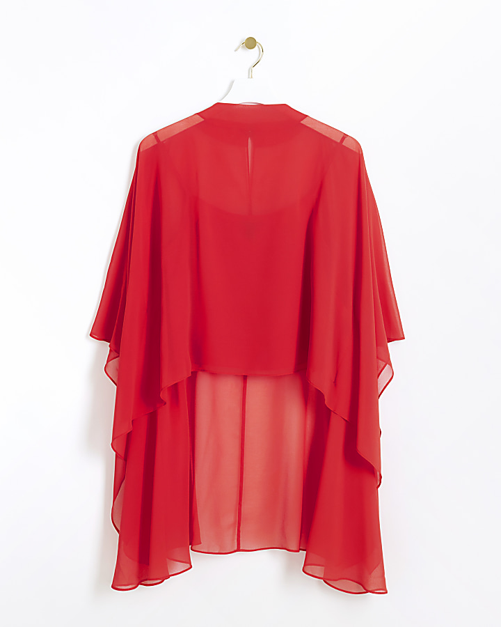 Red cape design blouse | River Island