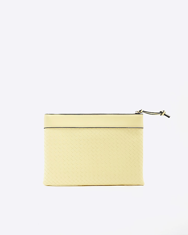 Yellow weave pouchette bag