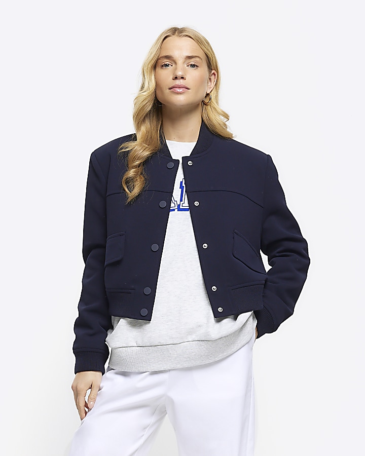 River island navy store jacket