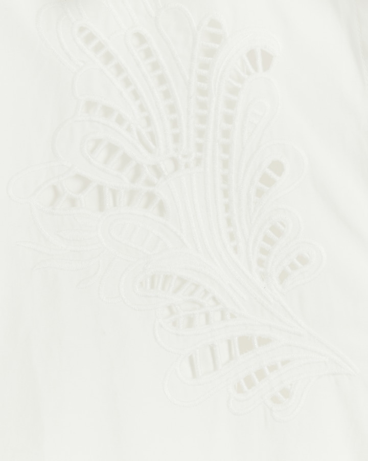 White oversized broderie detail shirt