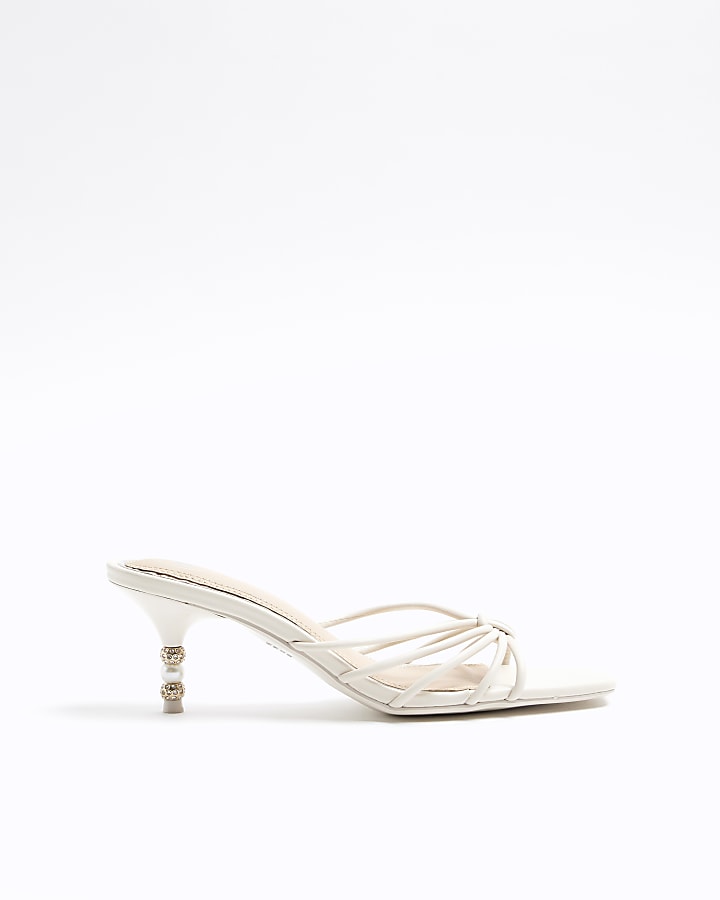 White strappy kitten heel on sale sandals