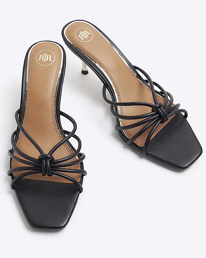 Black knot kitten heel sandals | River Island