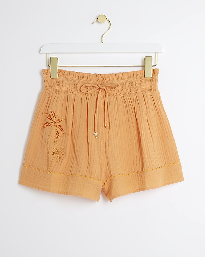 Orange textured beach shorts